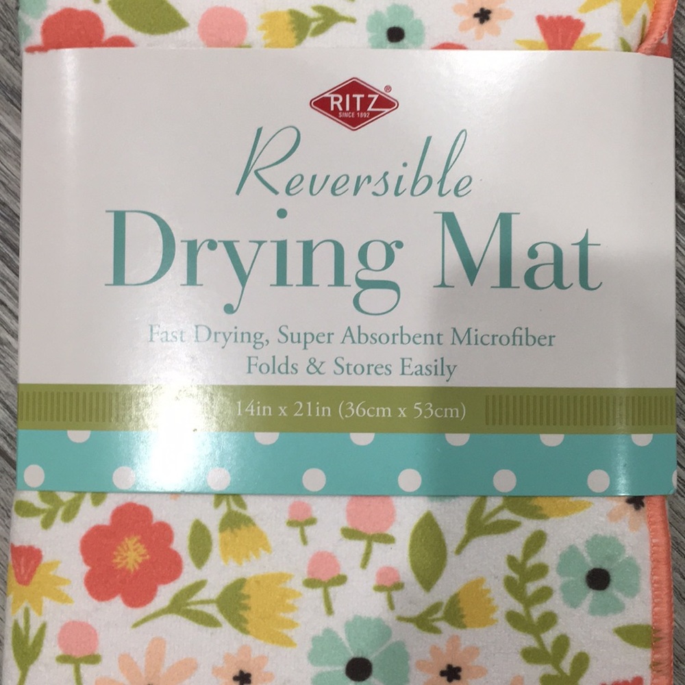 Ritz Reversible Microfiber Drying Mat Floral/Peach - Picture 2 of 6
